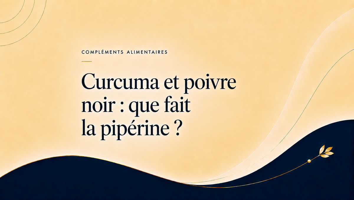 Curcuma et grains de poivre noir illustrant l’absorption de la curcumine