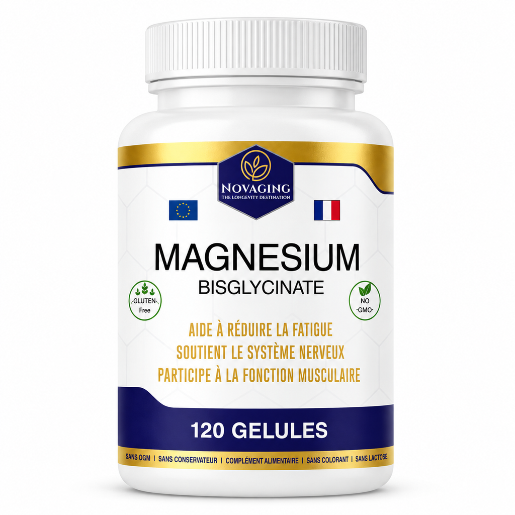 NovAging Magnésium Bisglycinate — 120 gélules — flacon face avant